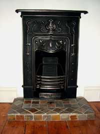 new combination fireplace with hearth recasting and slate tiling