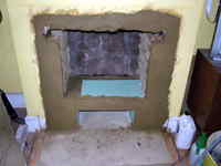 Fireplace opening formed and ready for appliance