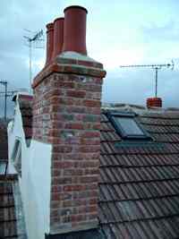 rebuilt chimney stack in Chailey stock bricks