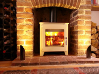 Saltfire ST1 Vision wood stove in light ivory